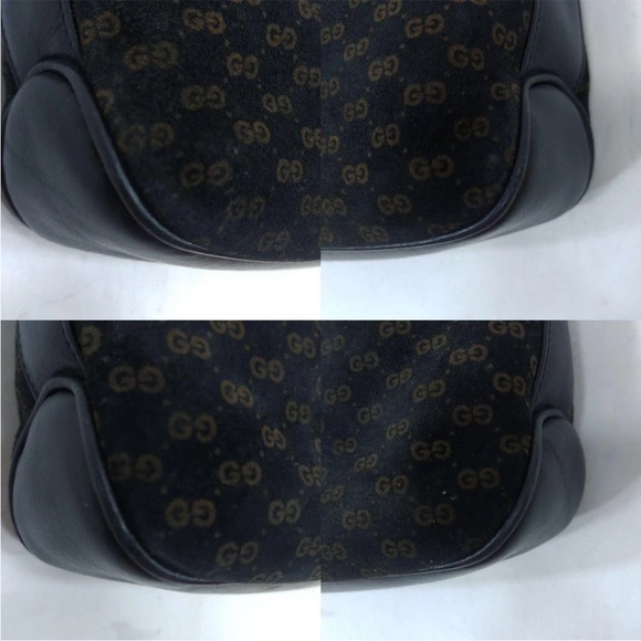 Gucci Navy Leather Bag with Gold Logo - Picture 8 of 10